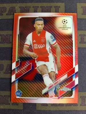 2020-21 Topps Chrome Jurrien Timber Rookie RC Red Carbon Fibre SSP Arsenal Color - Image 1 of 2