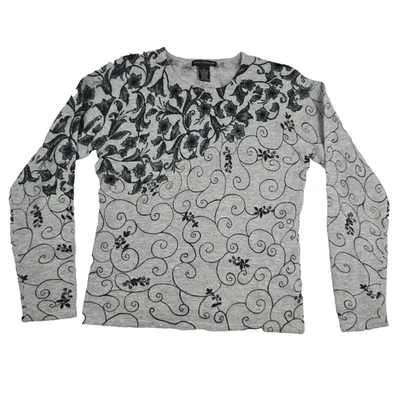 Suéter Sarah Spencer Lana de Cordero Angora Para Mujer Talla Pequeña Floral Pullover Foto 1 de 4