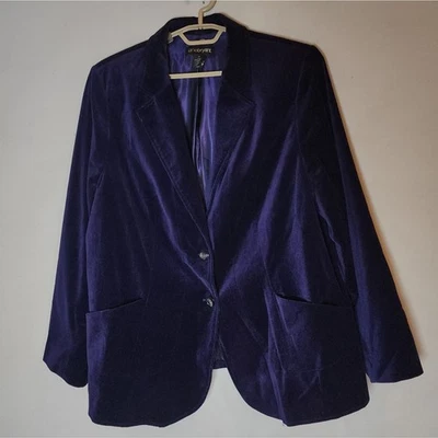 Blazer de terciopelo morado Lane Bryant talla 22 100 % algodón Foto 1 de 4
