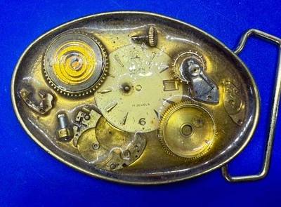 Reloj Steampunk Movimiento Engranaje Relojero Latón Sólido Artesano Vintage Hebilla de Cinturón Foto 1 de 4