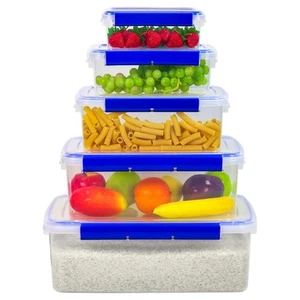 5pc Large Plastic Airtight Food Storage Containers Clip Lock Lid Leak Proof Box - Picture 1 of 8