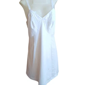 Vintage Sears Nylon Slip Dress Size 38 Short White Adjustable Straps 1960's - Picture 1 of 12