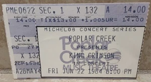 Vintage King Crimson Concert Ticket Stub June 22 1984 Poplar Creek Music Theater - Picture 1 of 2