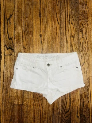 Express White Y2K Shorts Denim Size 2 Cuffed Low Rise - Image 1 of 4