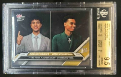 2024-25 Topps Now Zaccharie Risacher Victor Wembanyama #D-RW USA BGS 9.5 - Image 1 of 2