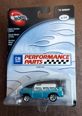 2003 100% HOT WHEELS '55 NOMAD Aqua GM PERFORMANCE PARTS SERIES 1/4 REAL RIDERS! - Image 1 of 4