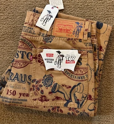 Новый с Ярлыками Levi's Disney Pixar Toy Story 30-й Anniv 568 общего назначения брюки 38 X 32 Rex нашивка - Изображение 1 из 4