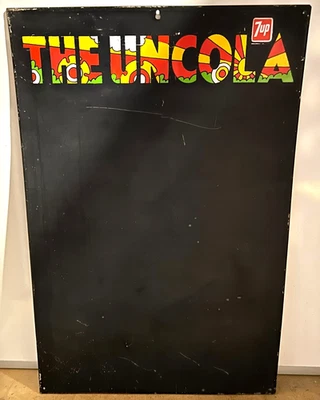 "Letrero de pizarra de hojalata pesada Peter Max Like 7 Up The Uncola años 70 29x20"" en muy buen estado raro" Foto 1 de 3