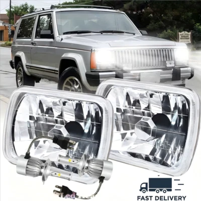Pair For Jeep Cherokee 1984-2001 XJ for Wrangler 86+ LED Headlights H/L 5x7" 7x6 - Image 1 of 4