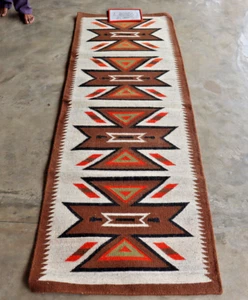 Southwestern Navajo Kilim Area Rug Runner Native American Tribal Wool 2.6x8 ft - Picture 1 of 2