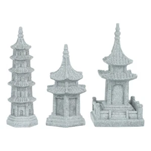 3Pcs Fengshui Tower Statue Asian Garden Decor Miniature Pagoda Zen Garden - Picture 1 of 12