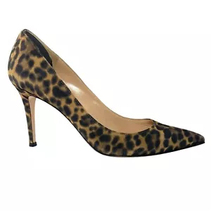 GIANVITO ROSSI Tan Black Animal Print Suede Pumps Stillettos Womens 38 8 - Picture 1 of 9