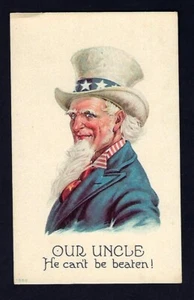 Postal patriótica ilustrada de principios de 1900 Tío Sam no puede ser vencido - Imagen 1 de 2