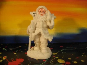 Resin / Cold Cast Ceramic White Christmas Santa Claus Holiday Decor Figurine - Picture 1 of 5