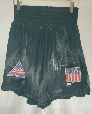 Mike Tyson Signed Custom Black USA Boxing Trunks Shorts Autographed JSA #VV00754 - Image 1 of 4