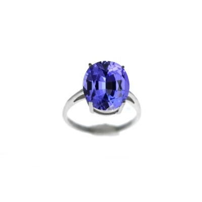 5.00 CTTW Lab Created Tanzanite Oval Cut 925 Sterling Silver Ring Sizes 6-9 - Image 1 of 4