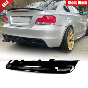 Gloss Black Rear Bumper Diffuser Lip Fit For BMW E82 E88 120i 125i 135i M Sport - Picture 1 of 14