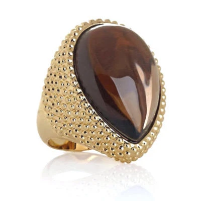 NUEVO EN CAJA CL por diseño "Glow Getter" audaz cuarzo ahumado piedras preciosas tono dorado anillo de bronce Foto 1 de 4