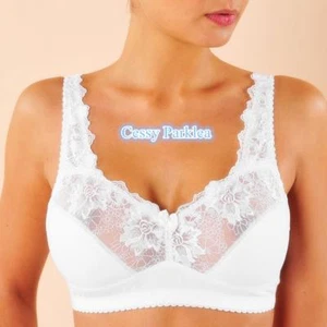 M2-1 Germany "Blancheporte" White Cotton Lace Wire-Free No Wire Full Support Bra - Bild 1 von 3