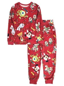 Boys Red Disney Character Christmas Pajamas Shirt & Sleep Pants Set Medium 8 - Picture 1 of 2