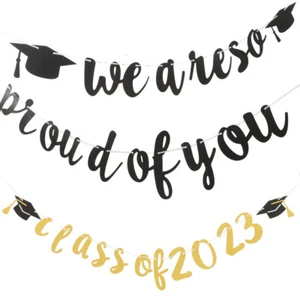 2 Sets Paper Graduation Banner Graduation Background Banner Grad Party Banner - Imagen 1 de 12