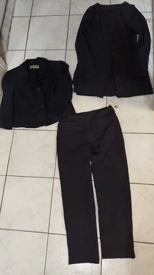 Nuevo con etiquetas Traje Pantalones Damas + Chaqueta Barami Vintage Talla 2 Mezcla de Lino Negro Foto 1 de 4