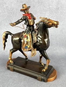 Bronze Cowboy K&O Kronheim Oldenbusch Rare Antique Copper tone MidCentury Horse - Bild 1 von 6
