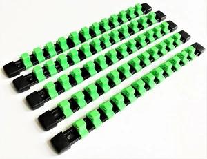 5 GOLIATH INDUSTRIAL 1/2" ABS MOUNTABLE SOCKET RAIL HOLDER ORGANIZER GREEN SH12G - Picture 1 of 1