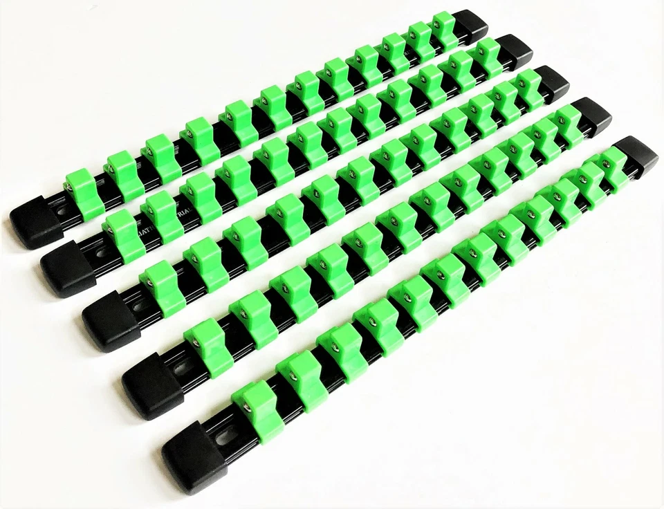 5 GOLIATH INDUSTRIAL 1/2" ABS MOUNTABLE SOCKET RAIL HOLDER ORGANIZER GREEN SH12G - Image 1 of 1