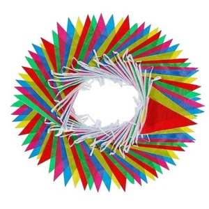 50m Bunting 100 Flags Multi Colour Banner Bunting Party Event Home Garden Decor - Picture 1 of 2