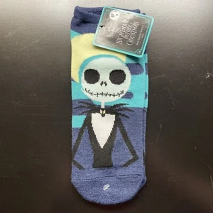 Nightmare Before Christmas One Pair No Show Socks Sz 4-10 Black Blue Disney NEW - Picture 1 of 3