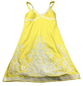 INC International Concepts Womens Dress Size M Yellow Floral Embroidered Lined - Picture 1 of 9