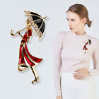Acrylic Retro Elegant Lady Brooches For Women Designer Taking Umbrel4$