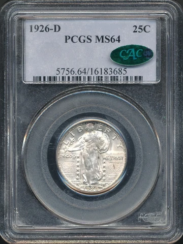 1926-D Standing Liberty Quarter PCGS MS 64 / CAC *Old Blue Label Holder!* Cover