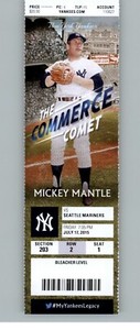 Seattle Mariners vs New York Yankees 7/17/2015 Full Ticket - Mickey Mantle