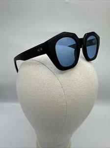 Strata Clothing +/+ Roadcase Italian Acetate Matte Black Sky Blue Sunglasses - Picture 1 of 4