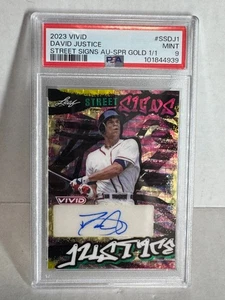2023 Leaf Vivid Street Signs Gold 1/1 David Justice Auto PSA 9 - Bild 1 von 2