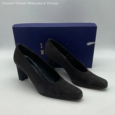 Zapatos de salón Stuart Weitzman Hosana de gamuza carbón de cuero punta de aguja 7M Foto 1 de 4