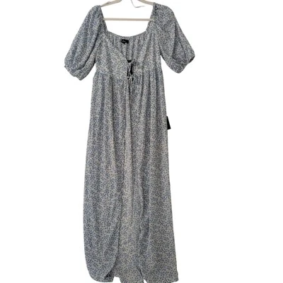 Top quimono Lulus feminino azul floral camponês maxi longo tamanho P núcleo de casa de campo - Imagem 1 de 4