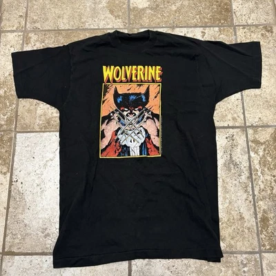Camisa Marvel Wolverine Punisher 1989 vintage negra talla L rara puntada única  - Imagen 1 de 4