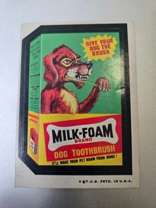 Topps 1973 Wacky Packs Sticker 4th Series Milk-Foam Dog Toothbrush - Bild 1 von 2
