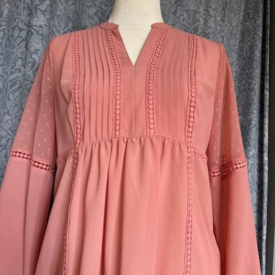 Women’s M&S Indigo Collection Crochet Lace Smart Blouse Salmon Pink. Size UK 12 - Image 1 of 4