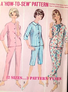 Vtg 1960s Simplicity 5532 EASY Sew Pattern Retro 2-Piece Pajamas 3/4 Sleeves - Picture 1 of 4