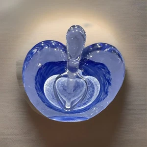 Parfum Flakon Herzform blau und klar Kunstglas leer Vintage - Bild 1 von 6