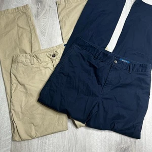 2 x Polo Ralph Lauren Chino Pants Youth Boys 20 Straight Cotton Preppy Navy Tan - Picture 1 of 7