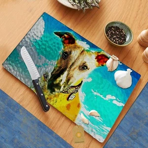 Red Fawn Greyhound Blue Sky Glass Cutting Board Hot Plate Trivet - Picture 1 of 1