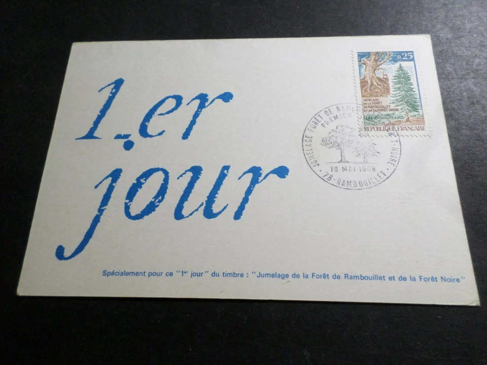 France 1968 CM 1St Day, FDC, Twinning Forest Rambouillet And Black Forest, VF - Image 1 of 1
