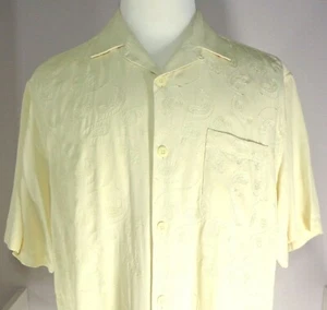 Nat Nast Shirt Pale Yellow Short Sleeve Mens Size L Silk Cotton Blend - Picture 1 of 6
