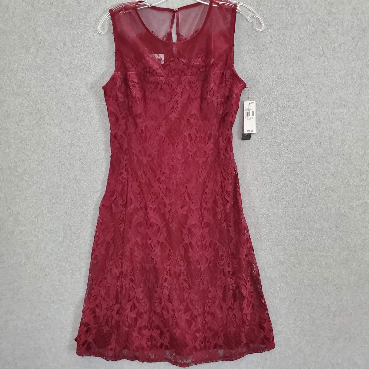 AB Studio Women Dress 2 Red Floral Lace Shift Sleeveless Round Neck NWT |  eBay