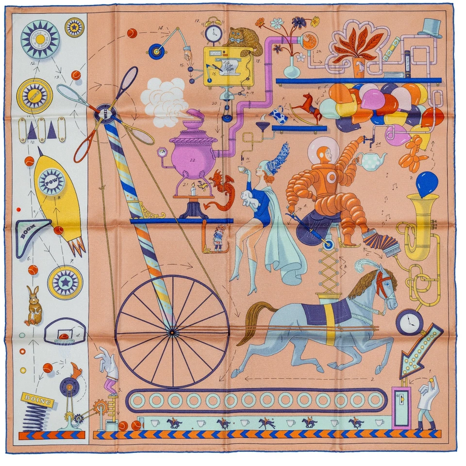 Auth. Hermes Silk Scarf Tea for Two - Rose Poudré Blanc - New Store Tag - Image 1 of 4